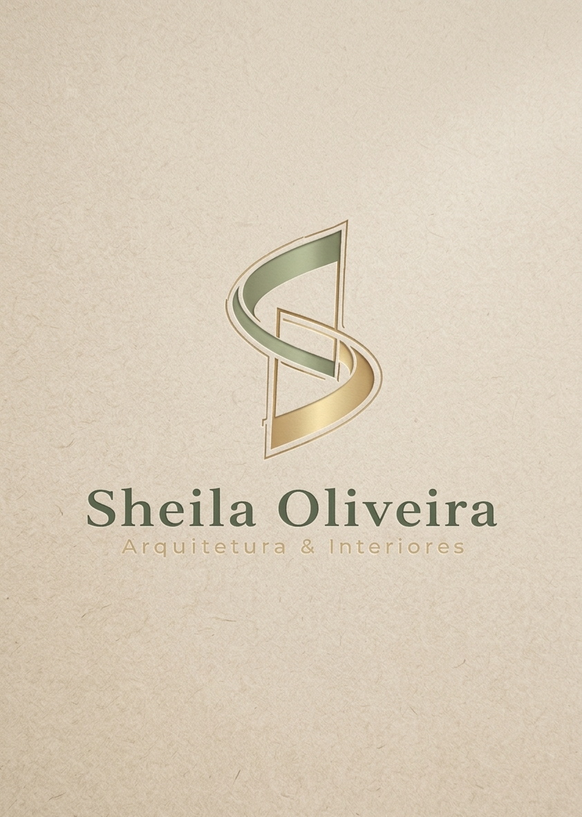Visualização em IA da logo Sheila Oliveira em relevo e material nobre